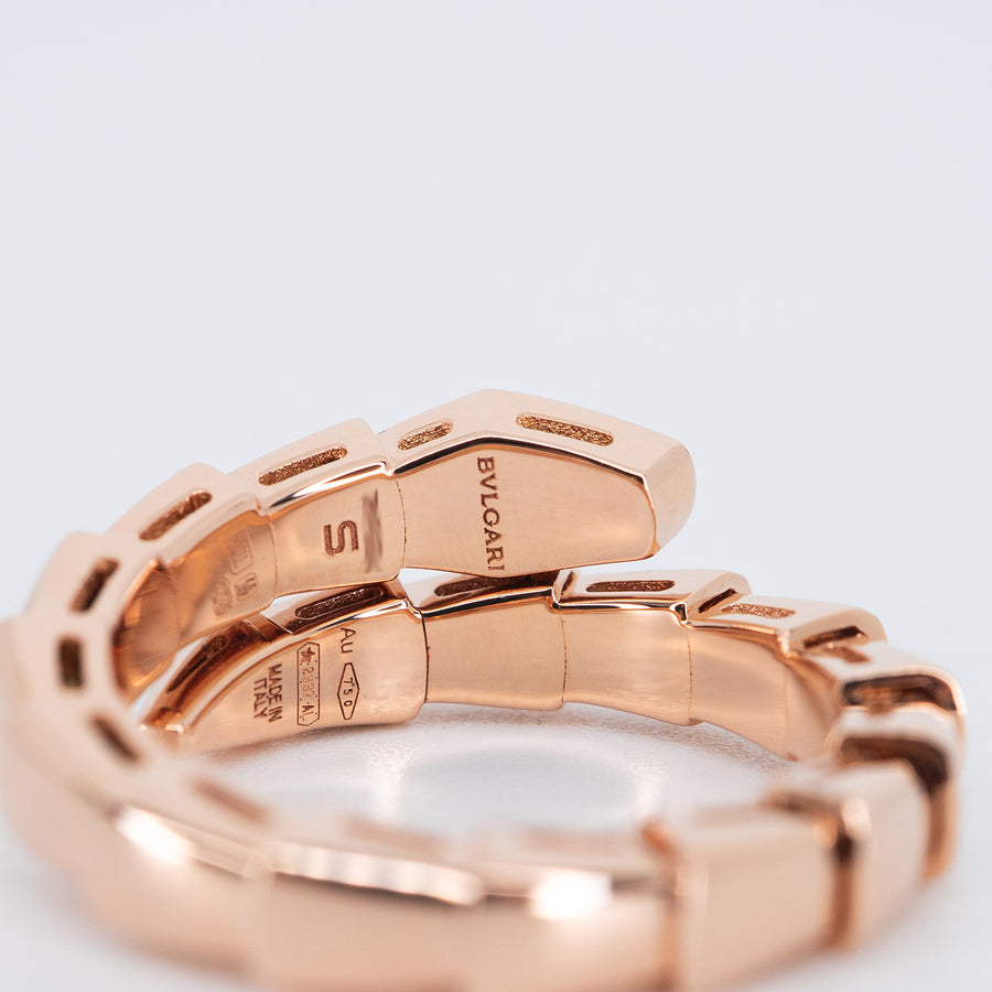 แหวน Bvlgari Serpenti Viper Ring 18K Rose Gold Size S(48/49/50)# (Used) #vrbvr 7608