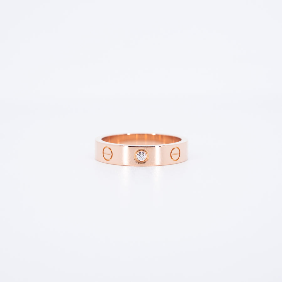 แหวน Cartier Love Ring, small model 1 diamond 18K Rose Gold Size 51# (Used) #vrcarimt 7595