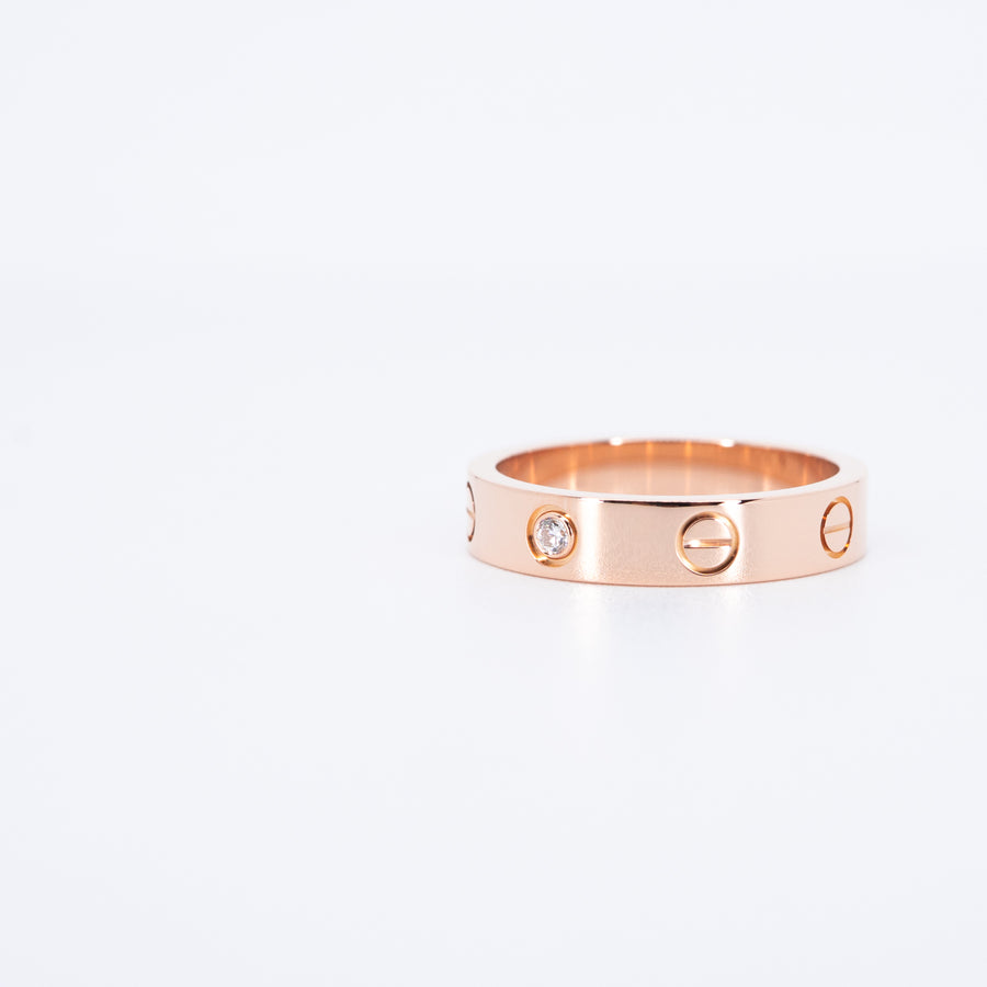 แหวน Cartier Love Ring, small model 1 diamond 18K Rose Gold Size 51# (Used) #vrcarimt 7595