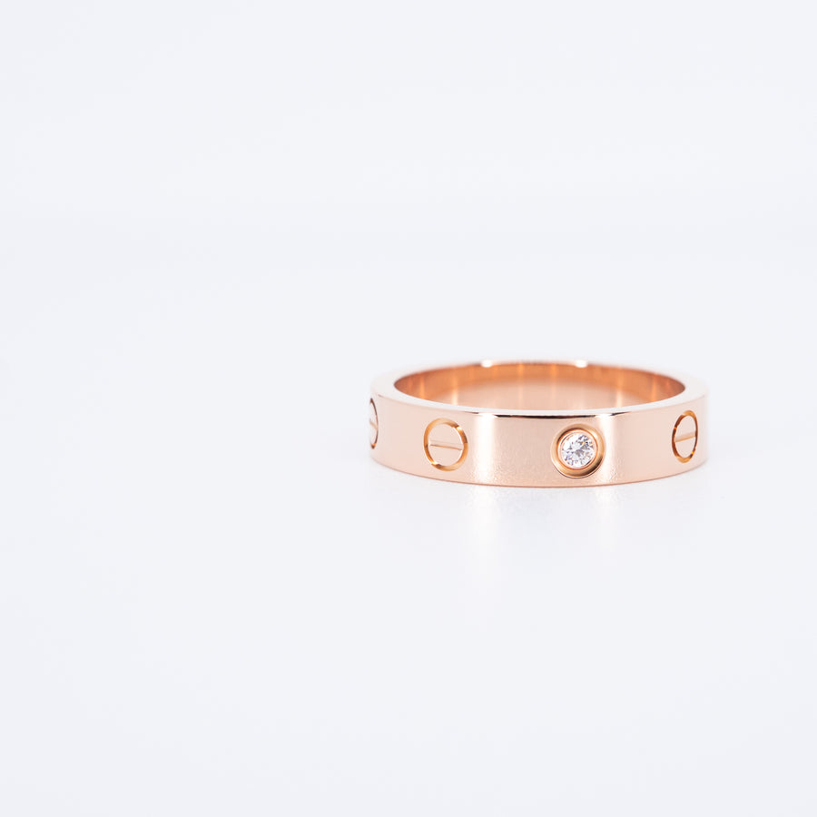 แหวน Cartier Love Ring, small model 1 diamond 18K Rose Gold Size 51# (Used) #vrcarimt 7595