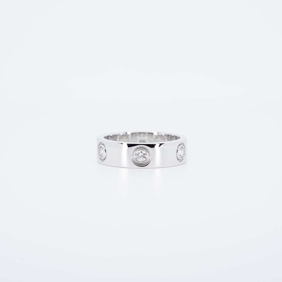 แหวน Cartier Love ring, classic model 6 diamonds 18K White Gold Size 52# (Used) #vrcarimt 7592
