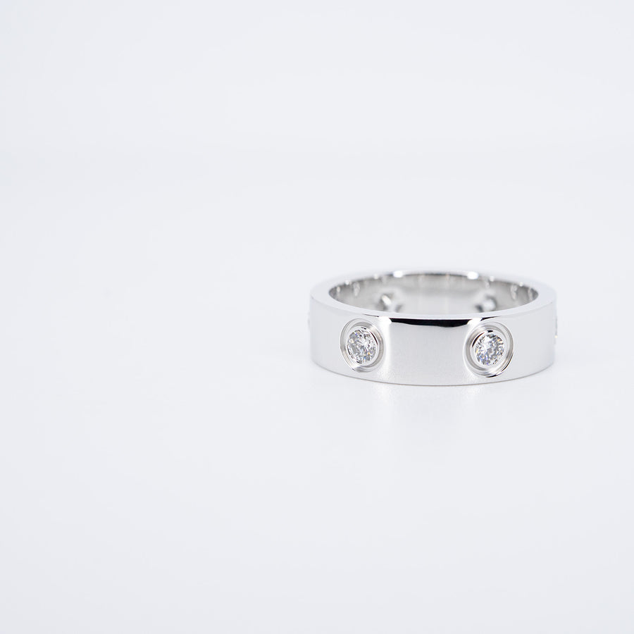 แหวน Cartier Love ring, classic model 6 diamonds 18K White Gold Size 52# (Used) #vrcarimt 7592