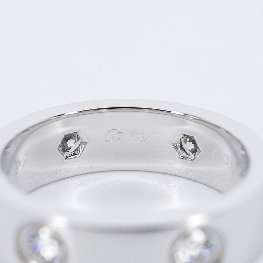 แหวน Cartier Love ring, classic model 6 diamonds 18K White Gold Size 52# (Used) #vrcarimt 7592