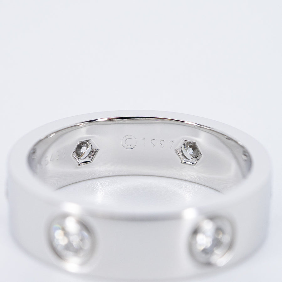 แหวน Cartier Love ring, classic model 6 diamonds 18K White Gold Size 52# (Used) #vrcarimt 7592