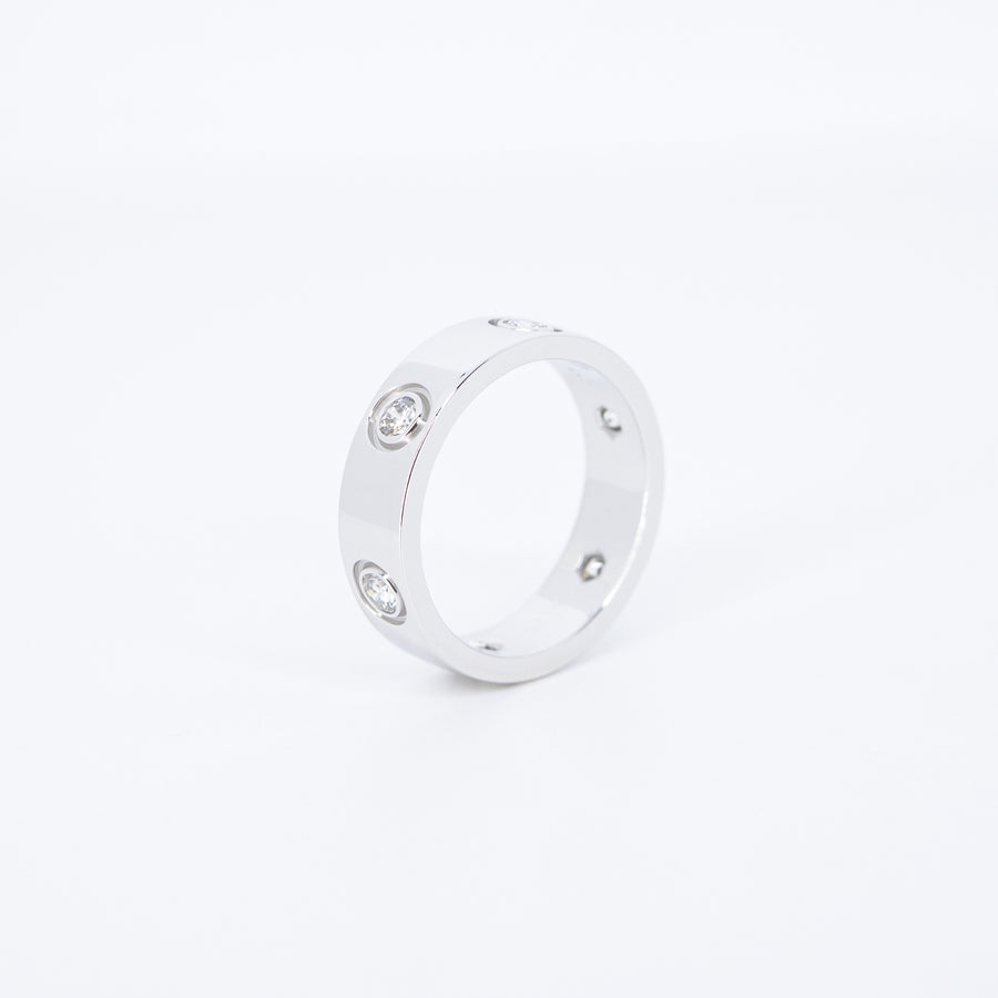แหวน Cartier Love ring, classic model 6 diamonds 18K White Gold Size 52# (Used) #vrcarimt 7592