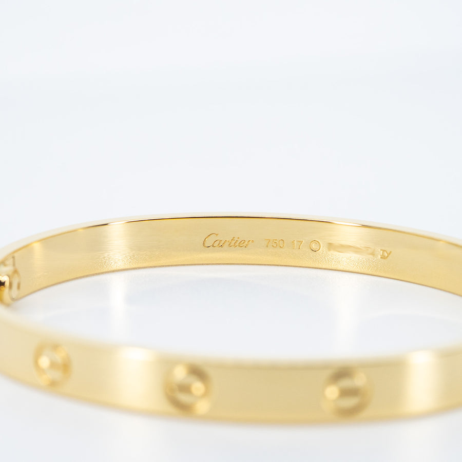 กำไลข้อมือ Cartier Love Bracelet 18K Yellow Gold Size 17# (Used) #vrca 1029