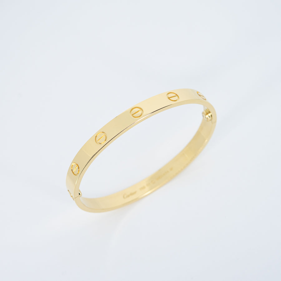 กำไลข้อมือ Cartier Love Bracelet 18K Yellow Gold Size 17# (Used) #vrca 1029