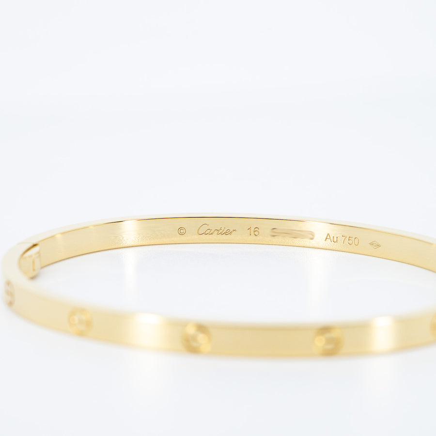 กำไลข้อมือ Cartier Love Bracelet, Small Model 18K Yellow Gold Size 16# (Used) #vrcab 7609