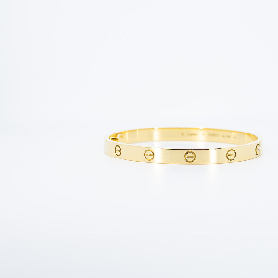กำไลข้อมือ Cartier Love Bracelet 18K Yellow Gold Size 19# (Used) #vrca 1046