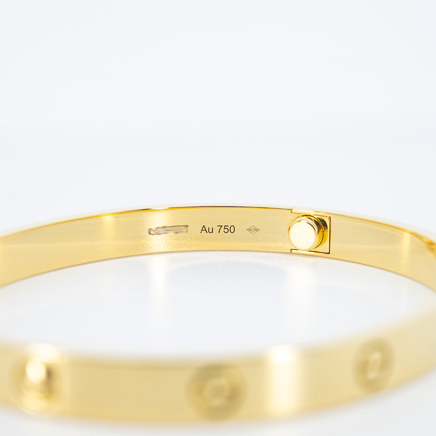 กำไลข้อมือ Cartier Love Bracelet 18K Yellow Gold Size 19# (Used) #vrca 1046