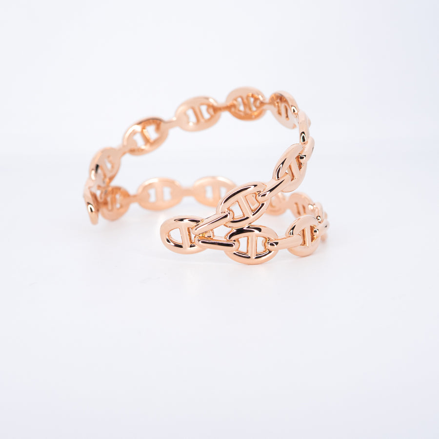 กำไลข้อมือ Hermes Chaine d'ancre Enchainee double bracelet 18K Rose Gold Size SH(15cm.)# (Used) #vrhebimt 7616