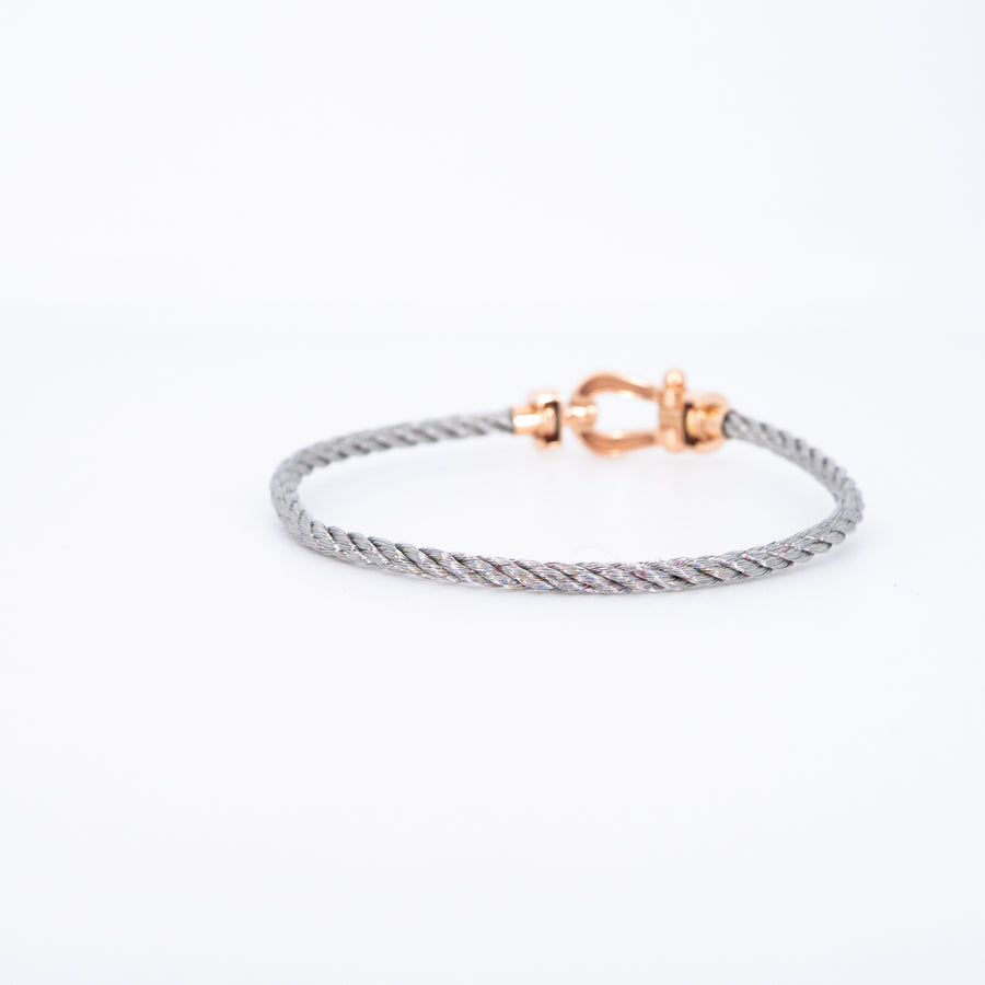 สร้อยข้อมือ Fred Force 10 Link Bracelet, Half Paved Diamonds, medium model 18K Rose Gold Size 15cm.# (Used) #vrfreb 7626