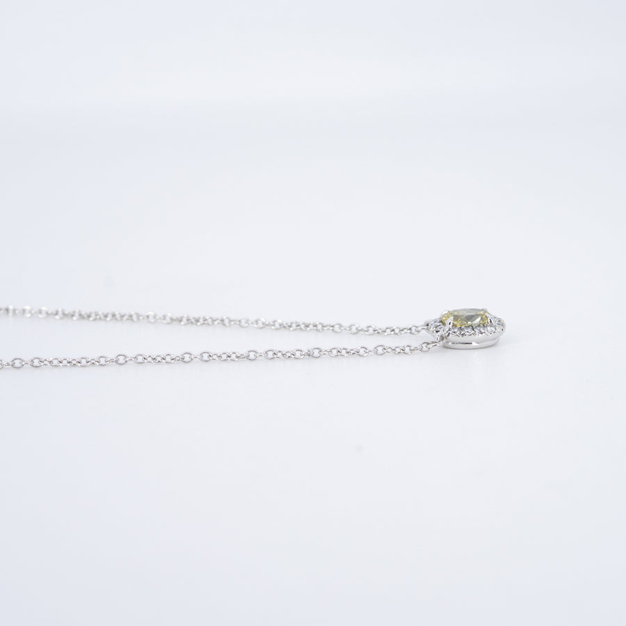 สร้อยและจี้ Tiffany & Co. Tiffany 0.32ct. Oval-cut Yellow Diamond Pandent and Necklace in Platinum Platinum950 Size 41cm.# (Used) #vrtinlimtHIT 7629