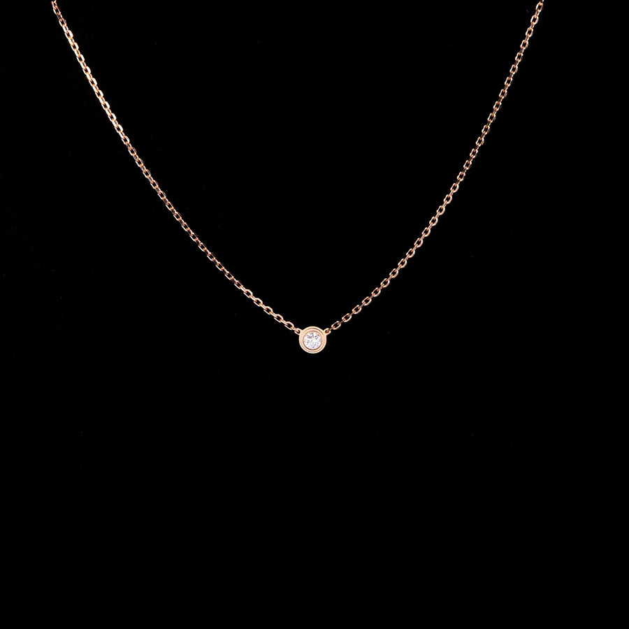 สร้อยและจี้ Cartier D'Amour Pendant, Diamond, Mini Model 18K Rose Gold Size 38/41cm.# (Used) #vrcanl 7613