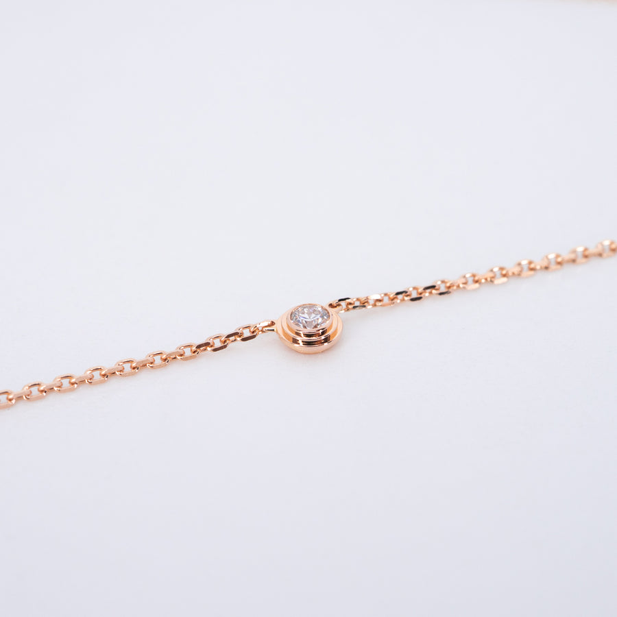 สร้อยและจี้ Cartier D'Amour Pendant, Diamond, Mini Model 18K Rose Gold Size 38/41cm.# (Used) #vrcanl 7613