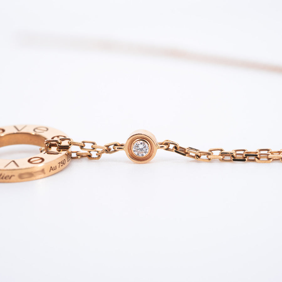 สร้อยและจี้ Cartier Love necklace, 2 diamonds 18K Rose Gold Size 37-40cm.# (Used) #vrcanl 7600