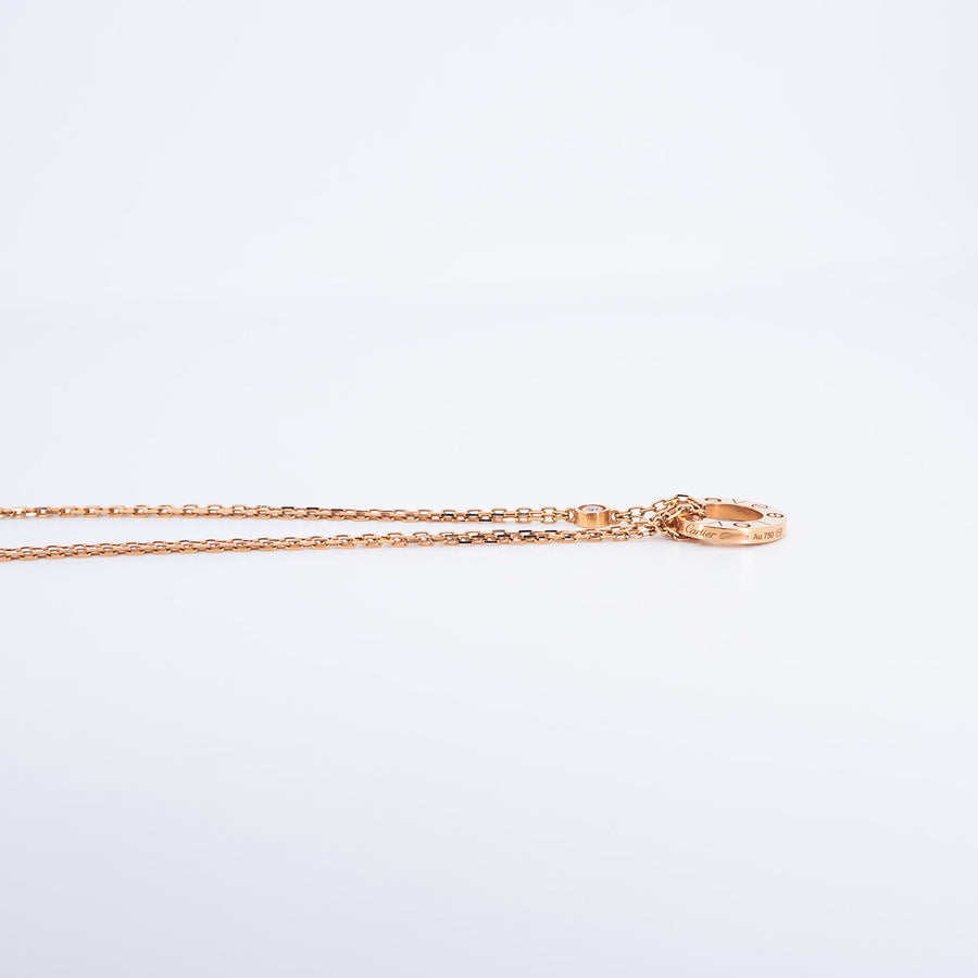 สร้อยและจี้ Cartier Love necklace, 2 diamonds 18K Rose Gold Size 37-40cm.# (Used) #vrcanl 7600