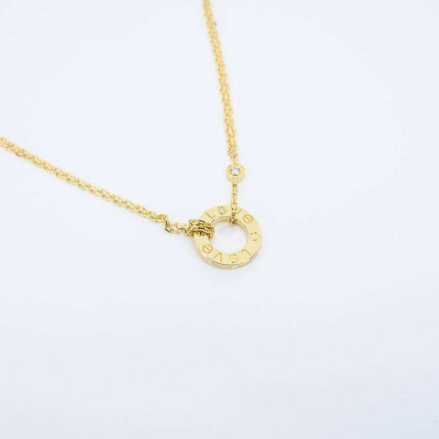 สร้อยและจี้ Cartier Love necklace, 2 diamonds 18K Yellow Gold Size 36.5-39cm.# (Used) #vrcanlimt 7610