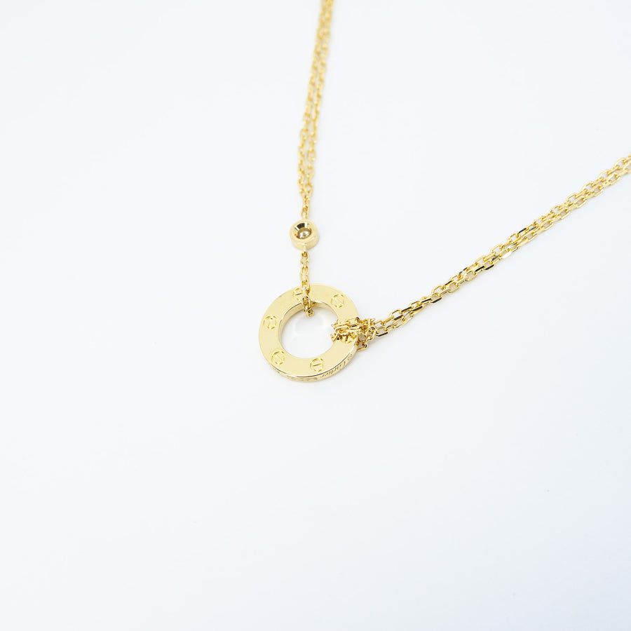 สร้อยและจี้ Cartier Love necklace, 2 diamonds 18K Yellow Gold Size 36.5-39cm.# (Used) #vrcanlimt 7610
