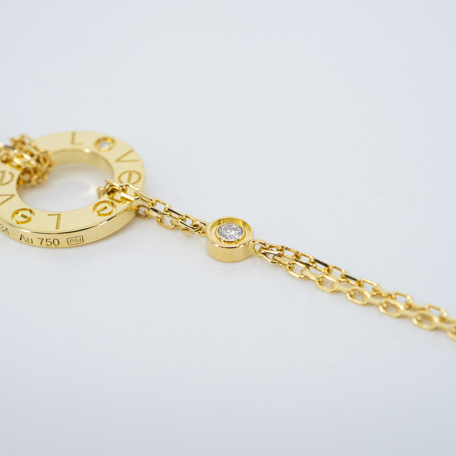 สร้อยและจี้ Cartier Love necklace, 2 diamonds 18K Yellow Gold Size 36.5-39cm.# (Used) #vrcanlimt 7610