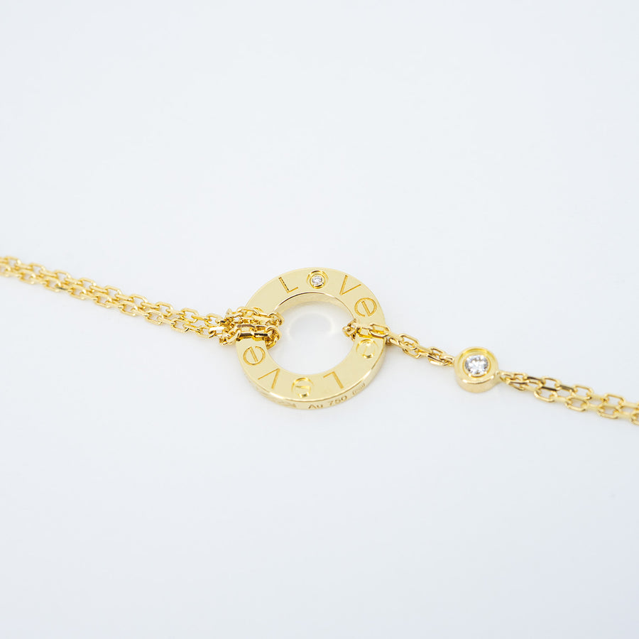 สร้อยและจี้ Cartier Love necklace, 2 diamonds 18K Yellow Gold Size 36.5-39cm.# (Used) #vrcanlimt 7610