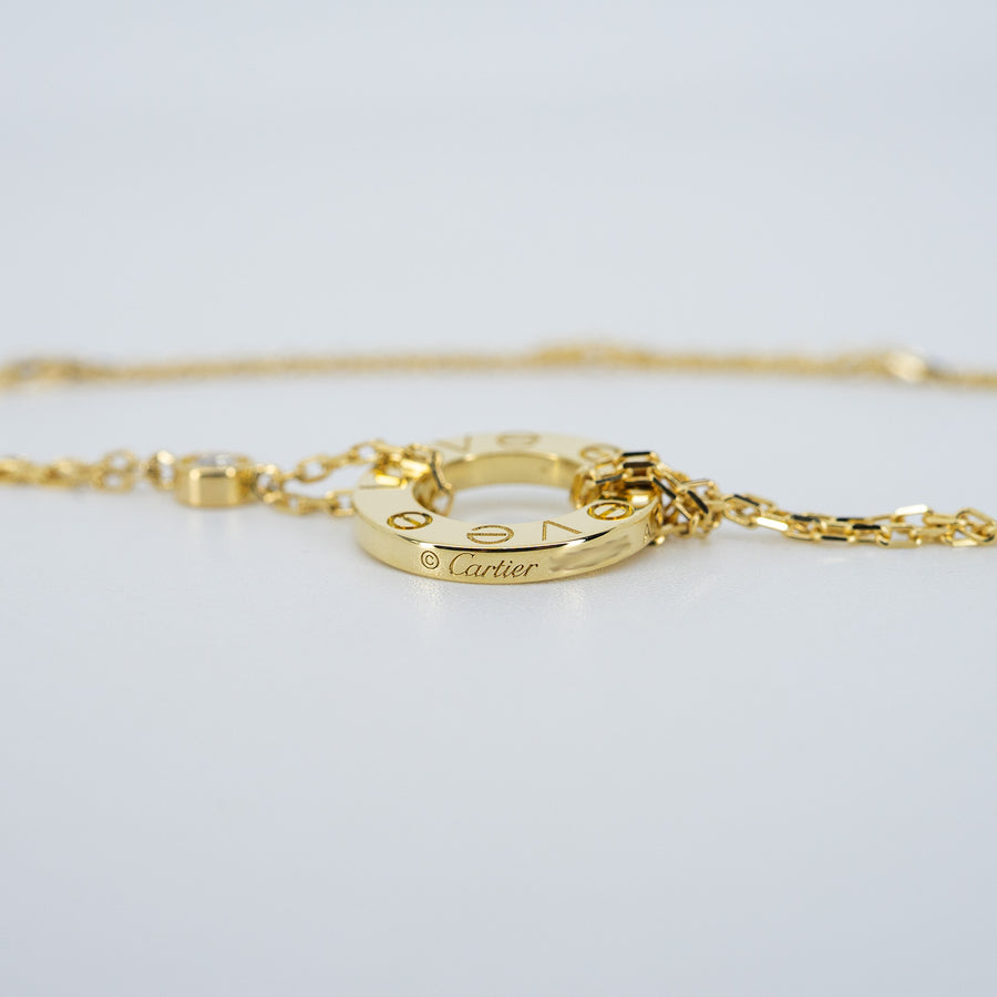 สร้อยและจี้ Cartier Love necklace, 2 diamonds 18K Yellow Gold Size 36.5-39cm.# (Used) #vrcanlimt 7610
