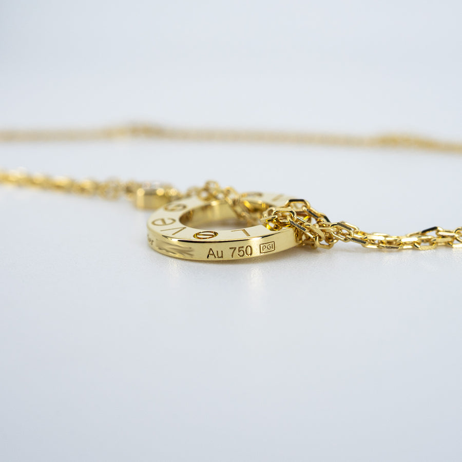 สร้อยและจี้ Cartier Love necklace, 2 diamonds 18K Yellow Gold Size 36.5-39cm.# (Used) #vrcanlimt 7610