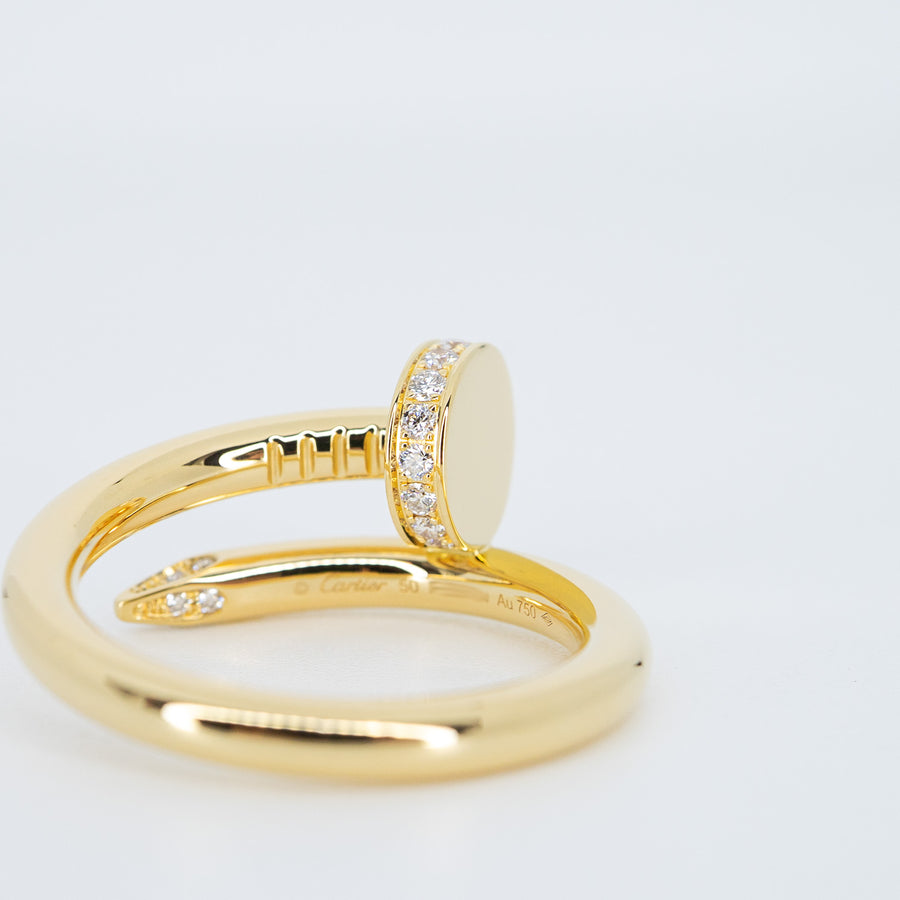 แหวน Cartier Juste Un Clou ring, Classic model, Diamonds 18K Yellow Gold Size 50# (Used) #vrca 1028