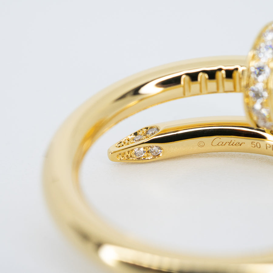 แหวน Cartier Juste Un Clou ring, Classic model, Diamonds 18K Yellow Gold Size 50# (Used) #vrca 1028