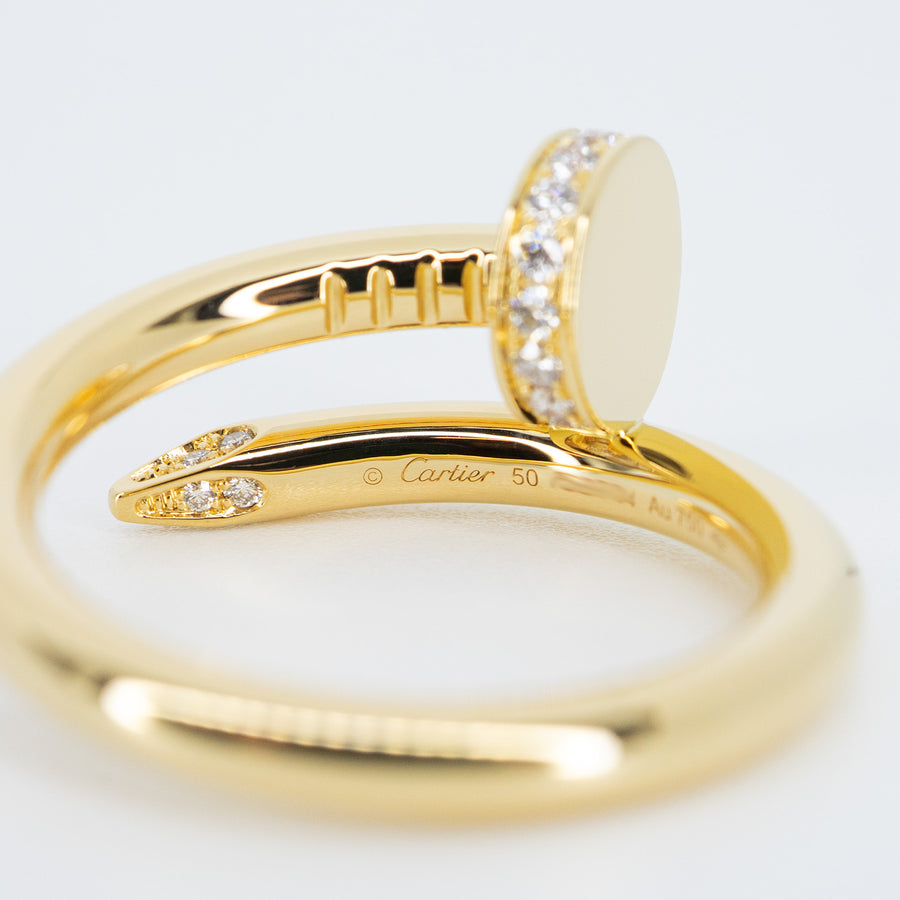 แหวน Cartier Juste Un Clou ring, Classic model, Diamonds 18K Yellow Gold Size 50# (Used) #vrca 1028
