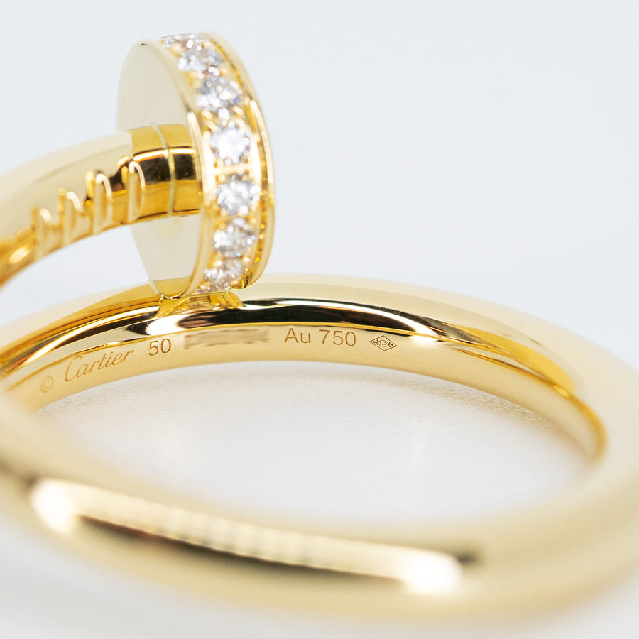 แหวน Cartier Juste Un Clou ring, Classic model, Diamonds 18K Yellow Gold Size 50# (Used) #vrca 1028