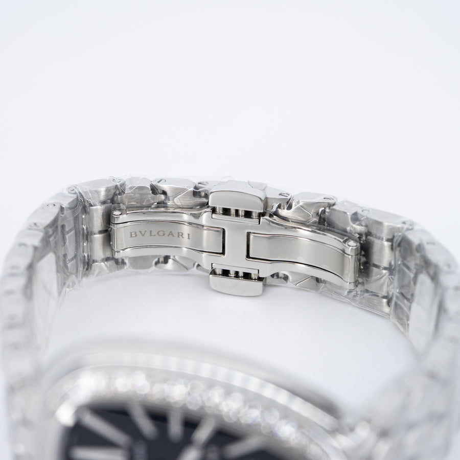 นาฬิกา Bvlgari Serpenti Seduttori automatic watch in stainless steel with diamond-set bezel and black lacquered dial Size 34mm.# (Used) #vrbv 1052