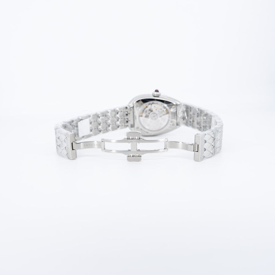 นาฬิกา Bvlgari Serpenti Seduttori automatic watch in stainless steel with diamond-set bezel and black lacquered dial Size 34mm.# (Used) #vrbv 1052