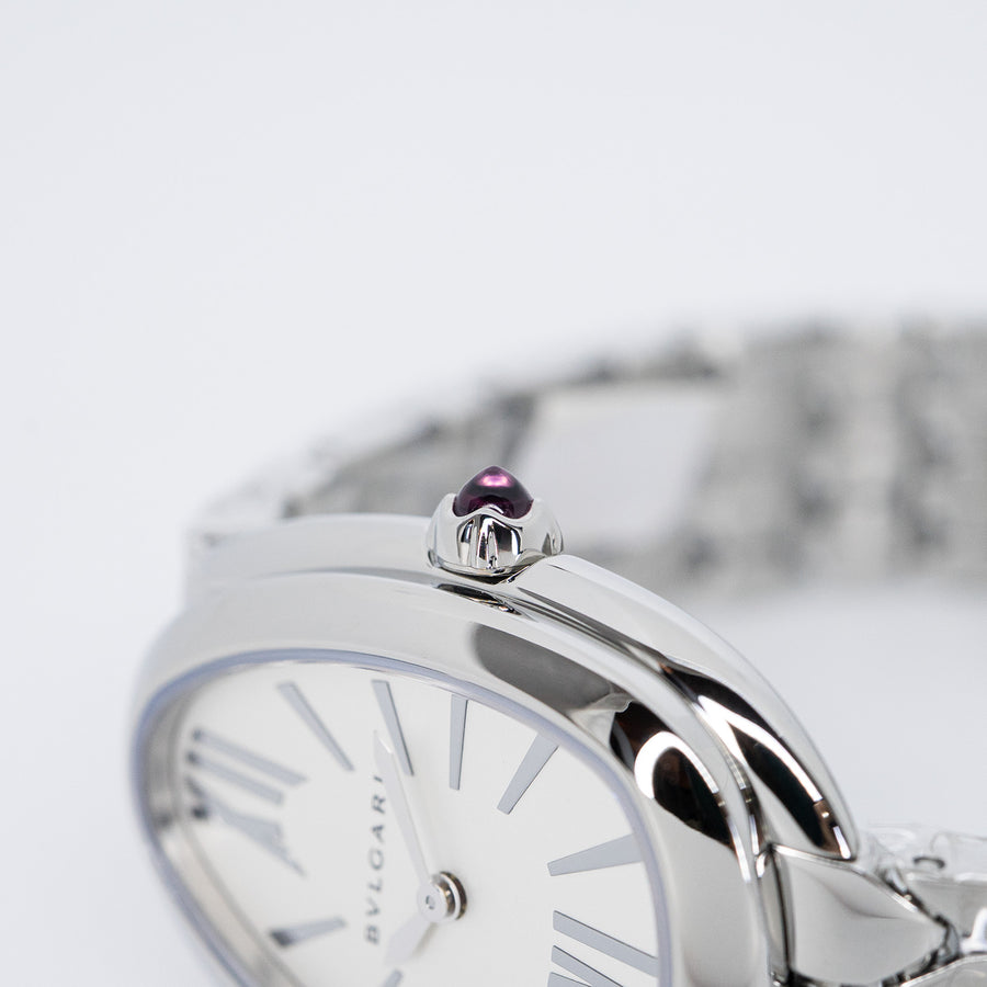 นาฬิกา Bvlgari Serpenti Seduttori watch with stainless steel case, stainless steel bracelet and a white silver opaline dial Size 33mm.# (Used) #vrbv 1049