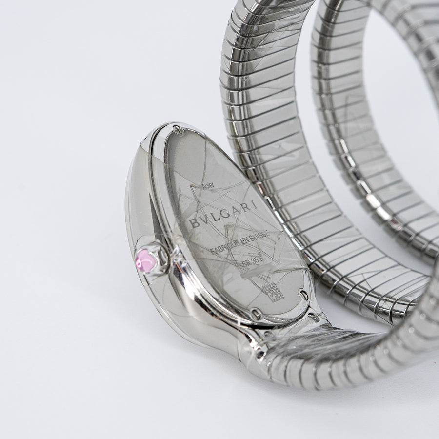 นาฬิกา Bvlgari Serpenti Tubogas double spiral watch in stainless steel case and bracelet, with silver opaline dial Size S# (Used) #vrbv 1054