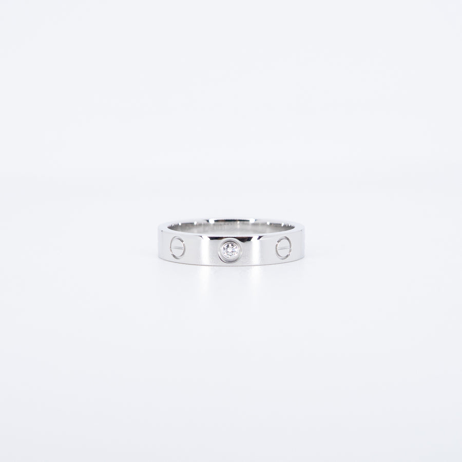 แหวน Cartier Love Ring, small model, 1 diamond 18K White Gold Size 51# (Used) #vrcarimt 7636