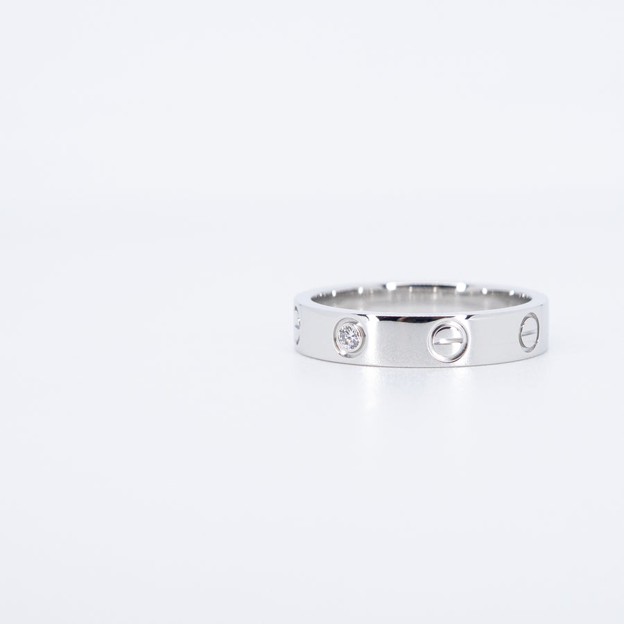แหวน Cartier Love Ring, small model, 1 diamond 18K White Gold Size 51# (Used) #vrcarimt 7636