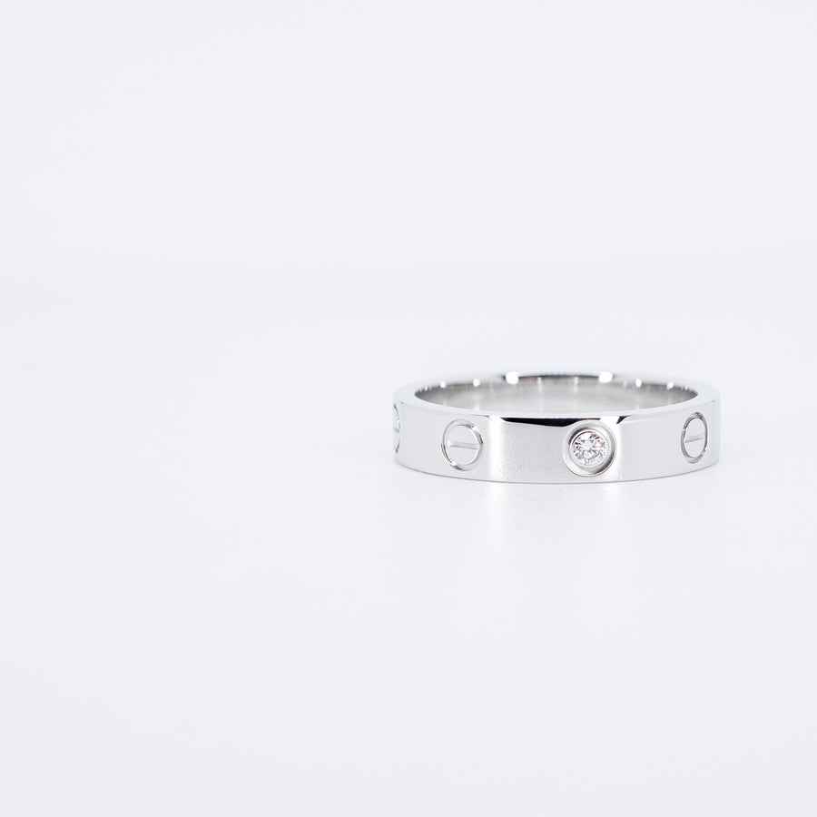 แหวน Cartier Love Ring, small model, 1 diamond 18K White Gold Size 51# (Used) #vrcarimt 7636