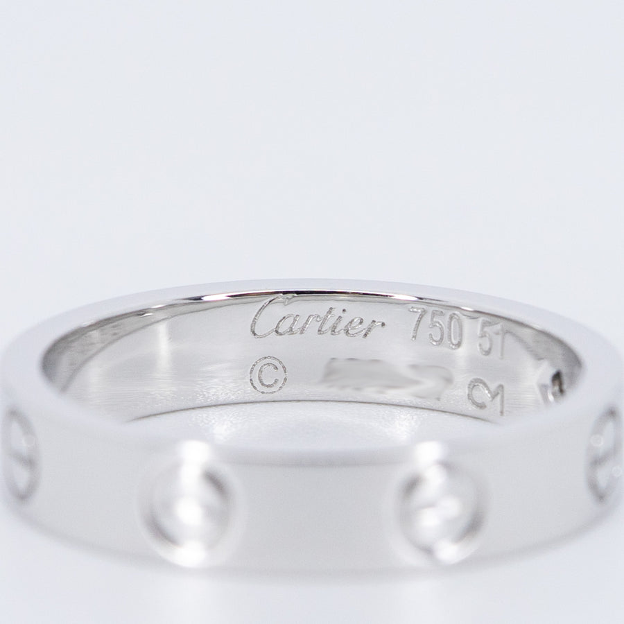 แหวน Cartier Love Ring, small model, 1 diamond 18K White Gold Size 51# (Used) #vrcarimt 7636