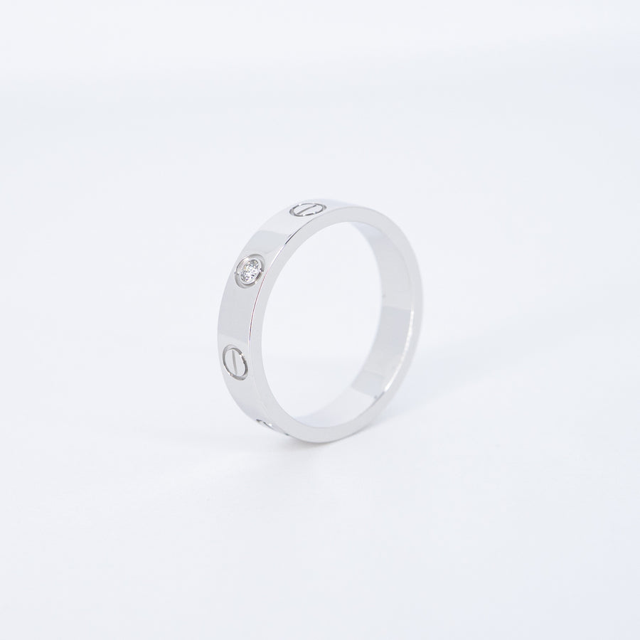 แหวน Cartier Love Ring, small model, 1 diamond 18K White Gold Size 51# (Used) #vrcarimt 7636