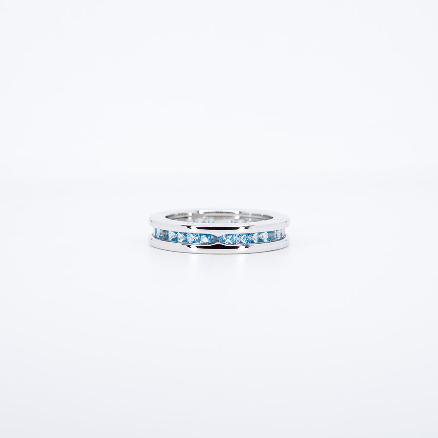 แหวน Bvlgari B.zero1 1band Ring with Blue Topaz 18K White Gold Size 57# (Used) #vrbvrimt 7635