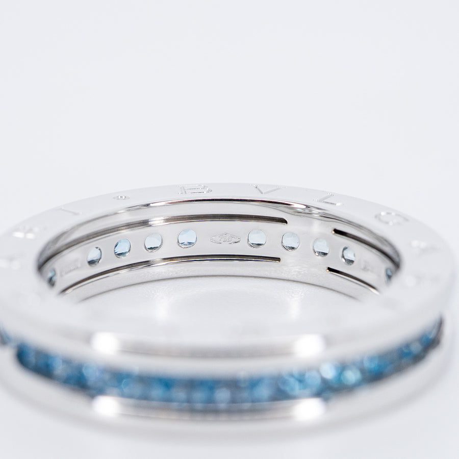 แหวน Bvlgari B.zero1 1band Ring with Blue Topaz 18K White Gold Size 57# (Used) #vrbvrimt 7635