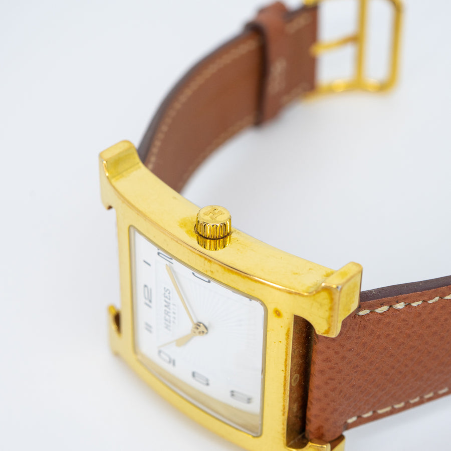 **Hold k.BI** นาฬิกา Hermes Heure H watch , Medium model , 30mm. Stainless Steel Size 30mm.# (Used) #vrhe 1044