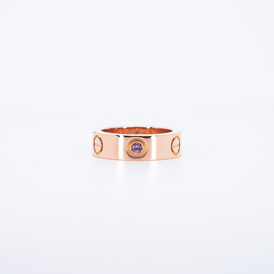 แหวน Cartier Love Pink Sapphire Ring (โลโก้จาง50%) 18K Rose Gold Size 48# (Used) #vrcar 7643