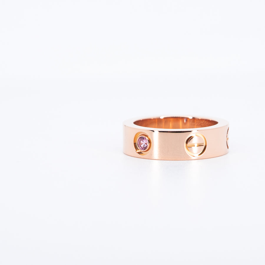 แหวน Cartier Love Pink Sapphire Ring (โลโก้จาง50%) 18K Rose Gold Size 48# (Used) #vrcar 7643