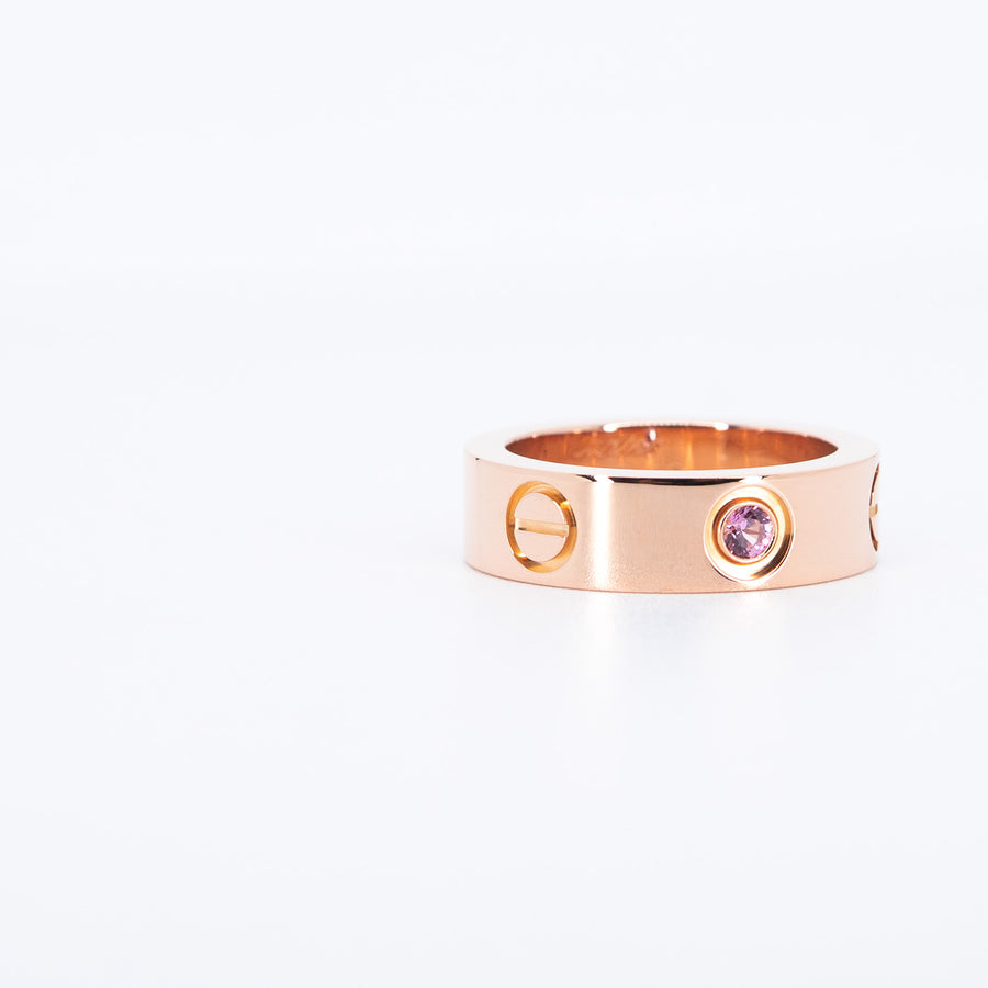 แหวน Cartier Love Pink Sapphire Ring (โลโก้จาง50%) 18K Rose Gold Size 48# (Used) #vrcar 7643