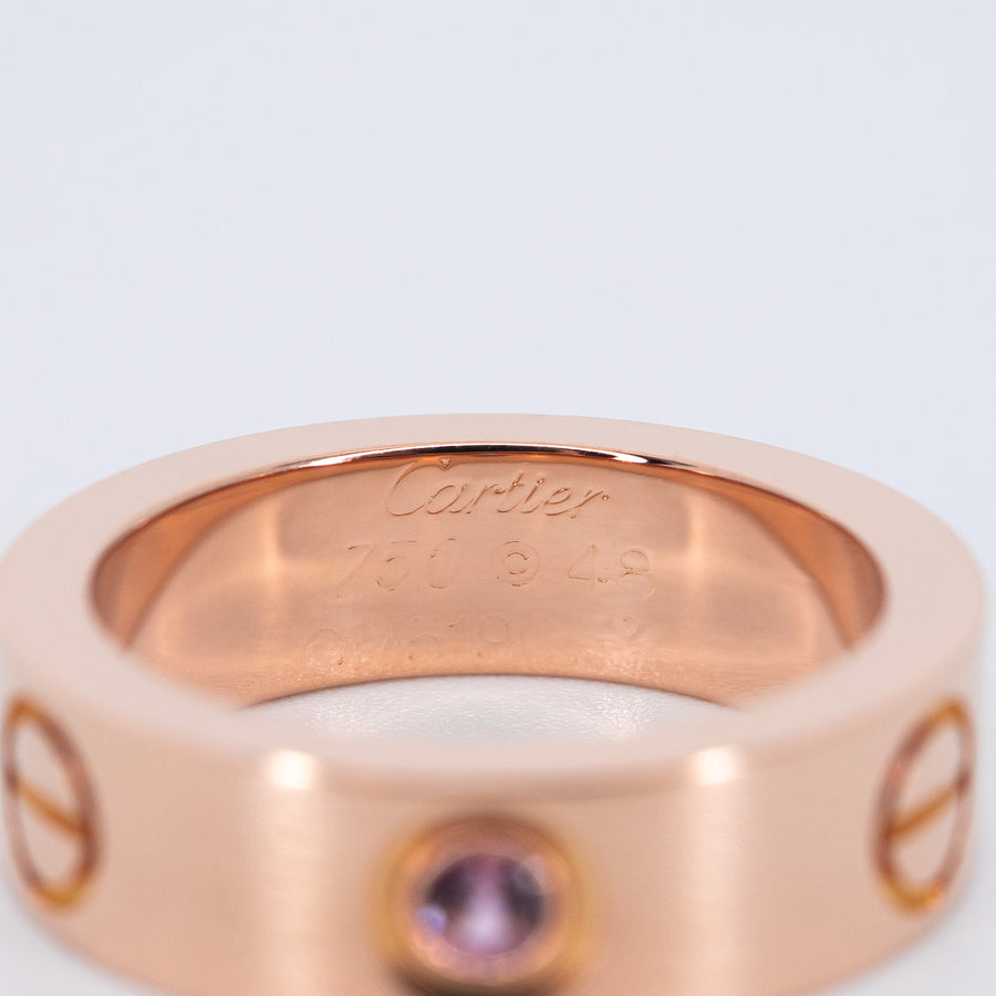 แหวน Cartier Love Pink Sapphire Ring (โลโก้จาง50%) 18K Rose Gold Size 48# (Used) #vrcar 7643