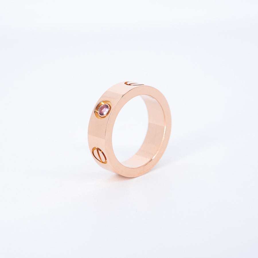 แหวน Cartier Love Pink Sapphire Ring (โลโก้จาง50%) 18K Rose Gold Size 48# (Used) #vrcar 7643