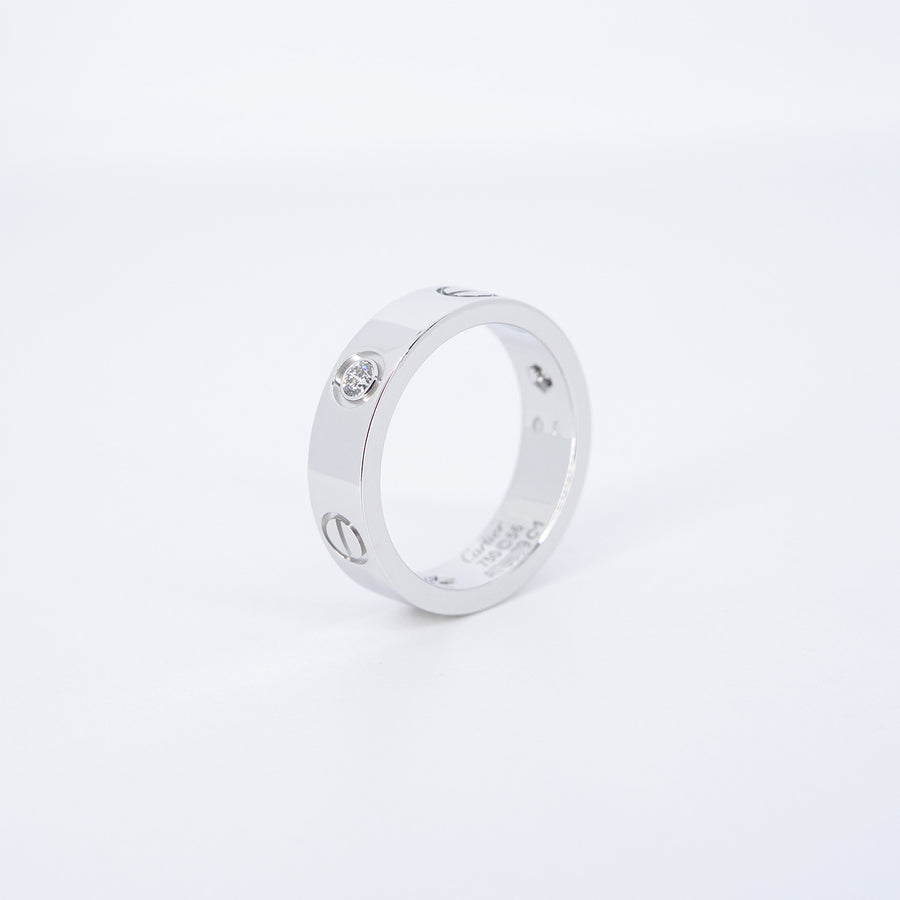 แหวน Cartier Love Ring, classic model, 3 diamonds 18K White Gold Size 56# (Used) #vrcarimt 7639