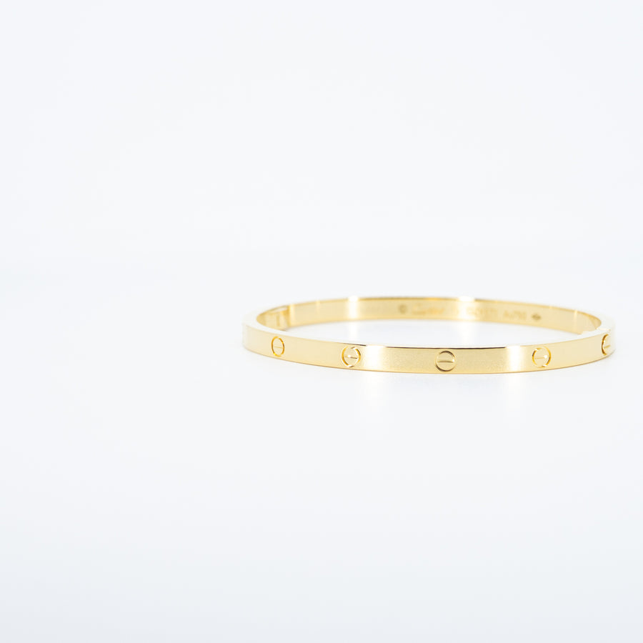 กำไลข้อมือ Cartier Love Bracelet, small model 18K Yellow Gold Size 15# (Used) #vrcab 7641